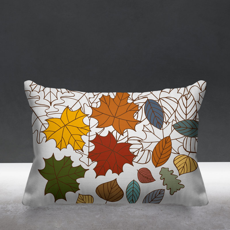 Coussin intérieur / extérieur Collin Maple Leaf, Blanc, 14 po x 20 po, Rectangle
