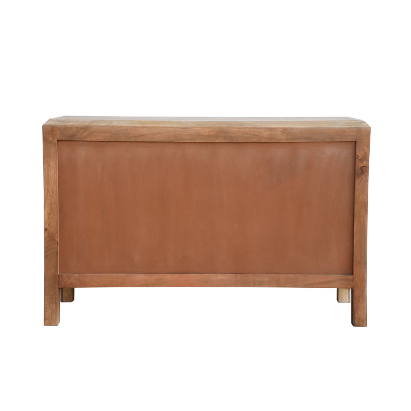 Commode décorative sculptée à la main Kingstowne, fabriquée en bois massif au fini brun, 47 x 18 x 30