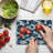 Ambesonne Navy Tempered Glass Cutting Board Patchwork Style Dots Star Navy and White