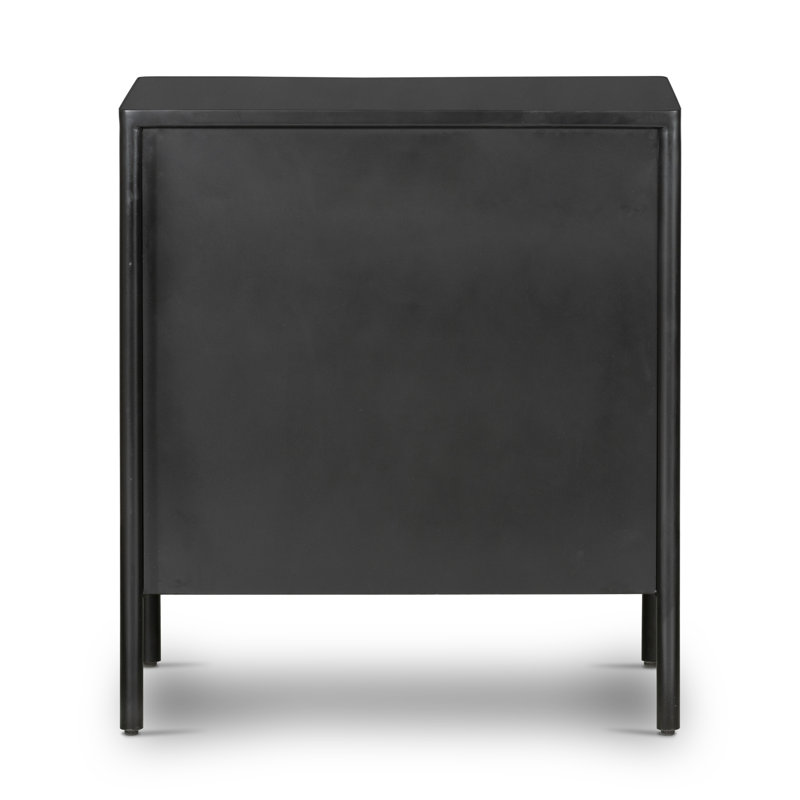 Sleek Modern Black Iron 3-Drawer Chest with Cylindrical Legs