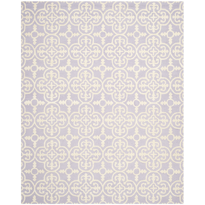 Clapham Hand-Tufted Wool Lavender/Ivory Area Rug, Rectangle 9' x 12'