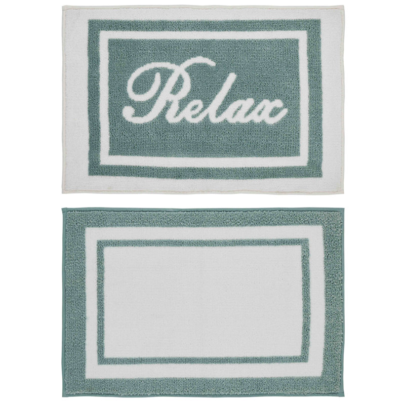 Ensemble de tapis de bain 2 pièces Sunbriar, Aqua / blanc