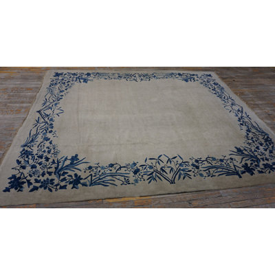 Wool 1920s Rectangle Chinese Room Size Knotted Ivory - Peking Antique Rug