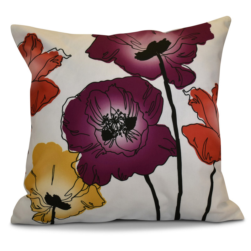 Housse et insert de coussin carré extérieur Poppies, 20 po x 20 po, Mauve
