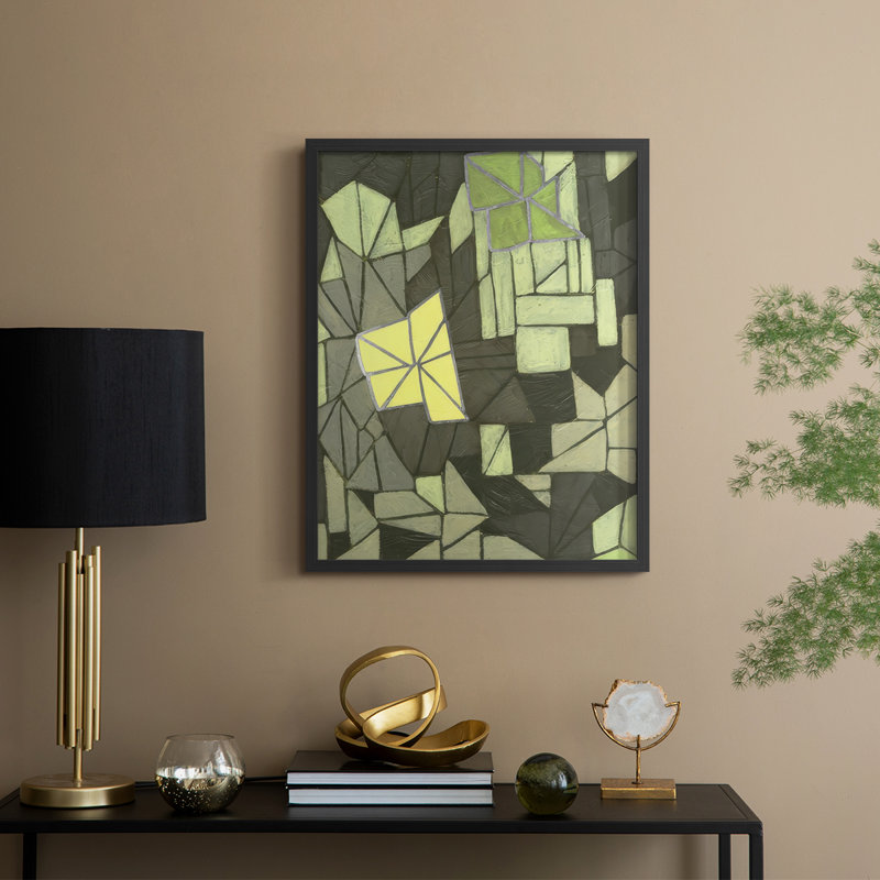 Cubic Prism I, reproduction encadrée - bois massif, H 11 po x l 9 po, Noir