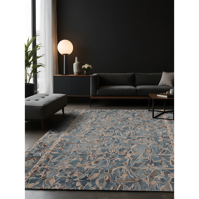 Tapis gris soyeux et moelleux, Rectangle 7 pi x 10 pi