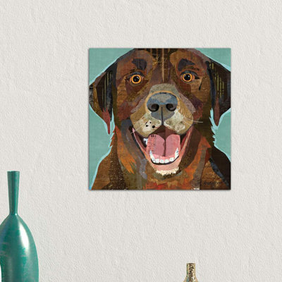 Grinning Chocolate Lab by Traci Anderson - Wrapped Canvas Print