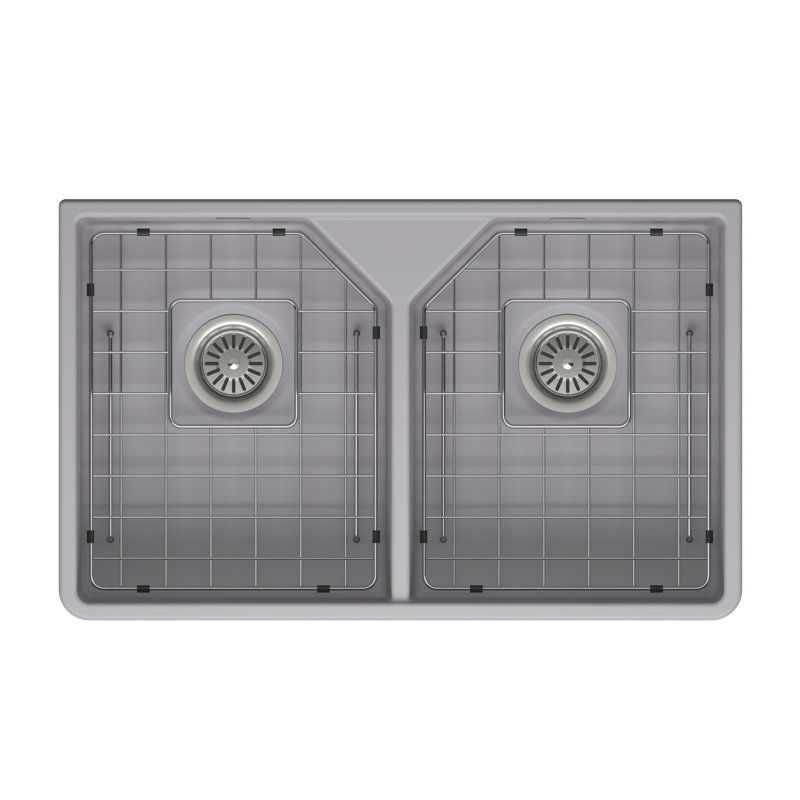 Arno 80D 2.0Bowl Ceramic Kitchen Sink, with Waste, Bottom Grid-795x490mm, Matte Grey