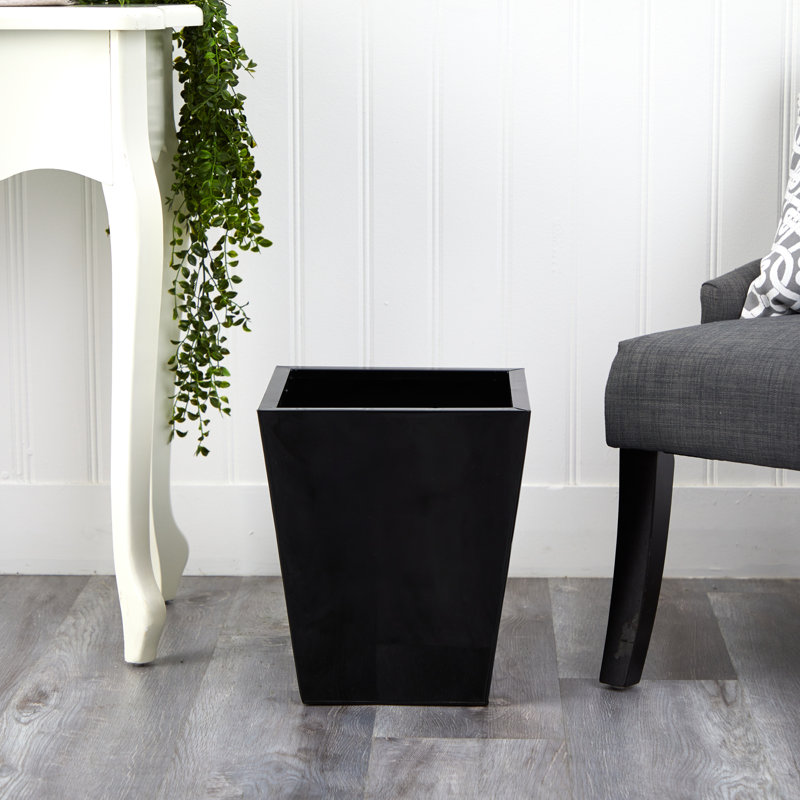 Frankey Metal Pot Planter, 15" H x 13" W x 13" D, Black