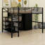 Lit mezzanine en métal avec table et garde-robe
