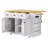 53inch Large Kitchen Island with 2 Bar Stools, Power Outlet,Door Internal Storage Rack, Kitchen Storage Cart on 5 Wheels with Drop Leaf, 5 Open Side Racks, 3 Drawers(Three Packages)-129412991