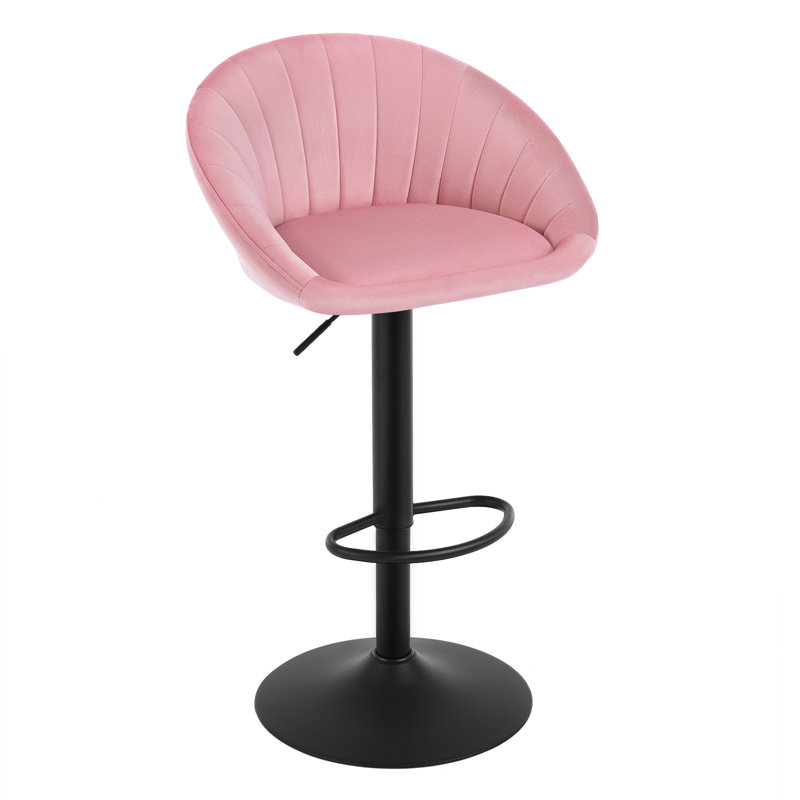 Swivel Upholstered Adjustable Height Counter Stool with Metal Frame, Pink