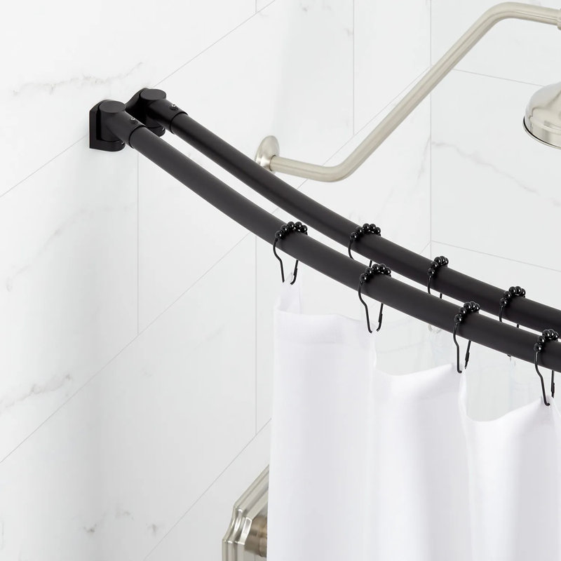 60'' Matte Black Curved Double Shower Curtain Rod