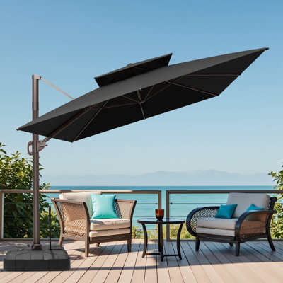 145'' X 104' Cantilever Patio Umbrella with Easy-Move Base | One-Person Mobility