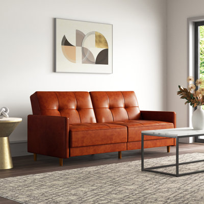 Benitez Twin 76 " Faux Leather Convertible Sofa