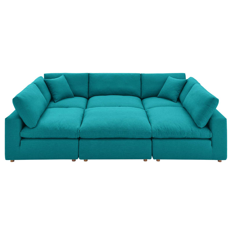 Modway Commix Down Filled Overstuffed 6-Piece Sectional Sofa, Teal Polyester