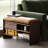 Black walnut shoe changing stool 6 - Pair Solid Wood Shoe Storage Bench