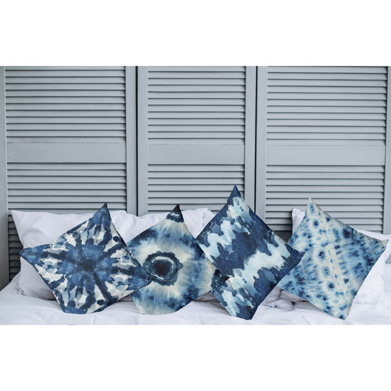 Housse de coussin Montezuma, Bleu / blanc, 12 po x 12 po