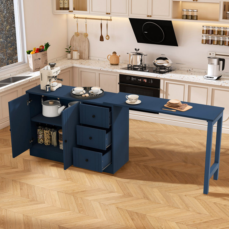 Buffet rectangulaire moderne avec rangement 89,7 po Modern, Marine