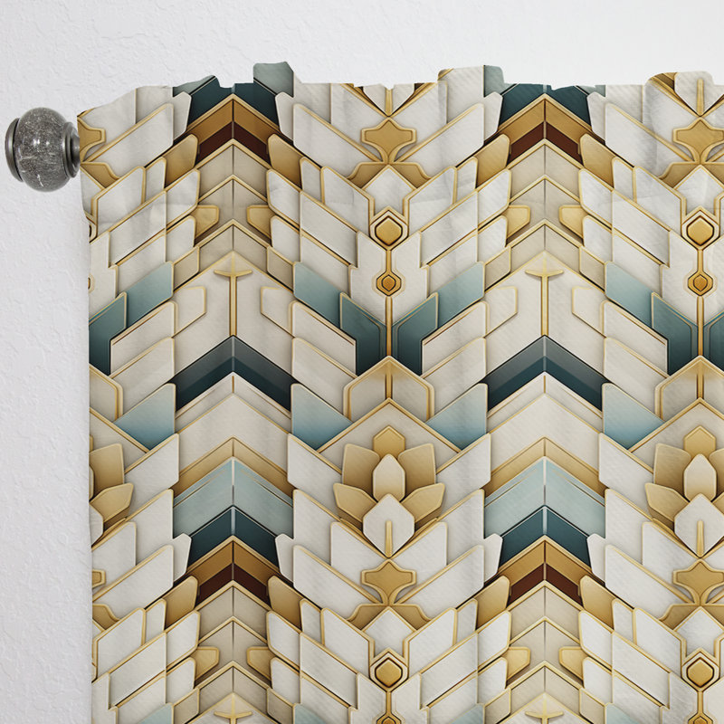 Motif à chevrons dorés et bleus Splendor - Rideau à chevrons - Rideau obscurcissant - 1 panneaux, L 52 po x L 108 po