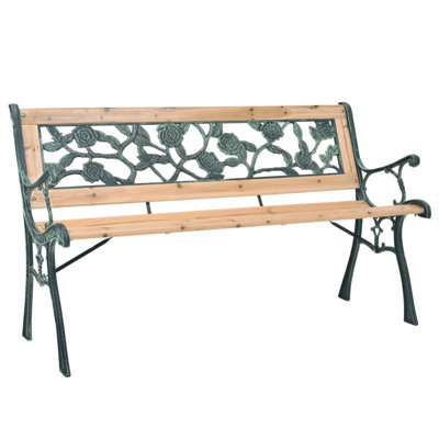 Metal/Solid Wood Outdoor Bench