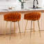 Tabourets de bar de 66 cm de hauteur comptoir, tabourets de bar de comptoir d'îlot de cuisine en velours avec dossier ondulé (ensemble de 2), base chromée et repose-pieds ()-901259826-901259827