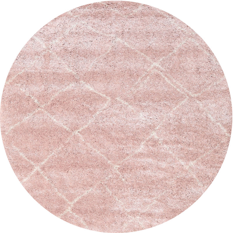 Tapis contemporain rose, Rond 6 pi