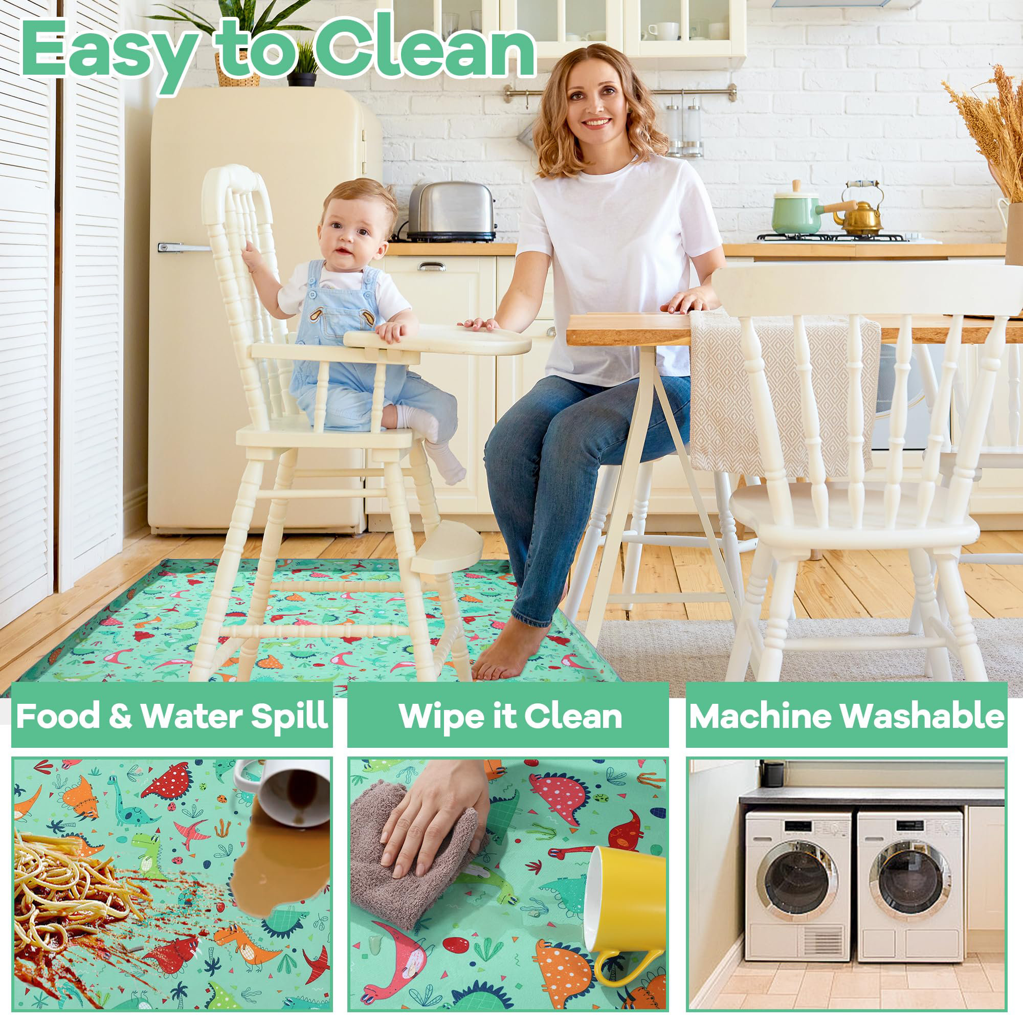 PEROTIX Baby Splat Mat 51x51 in Waterproof High Chair Floor Protector