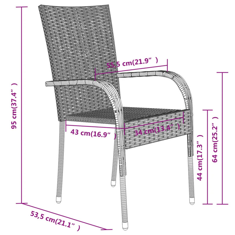 Aaronarthur 2 - Person Wicker Patio Dining Set with Square Table, Grey
