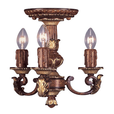 Lustre traditionnel / classique à 3 lumières de style bougie Shadarev