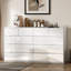 55" W High Gloss 10 Drawer Dresser, Modern Wide Storage Chest with Deep Drawers & Rounded Side Panels, White-1995886771
