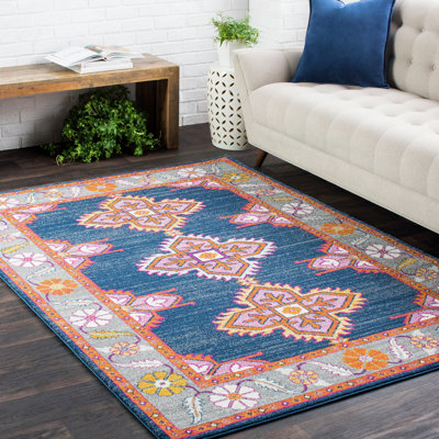 Arteaga Power Loom Blue/Orange/Burgundy Rug