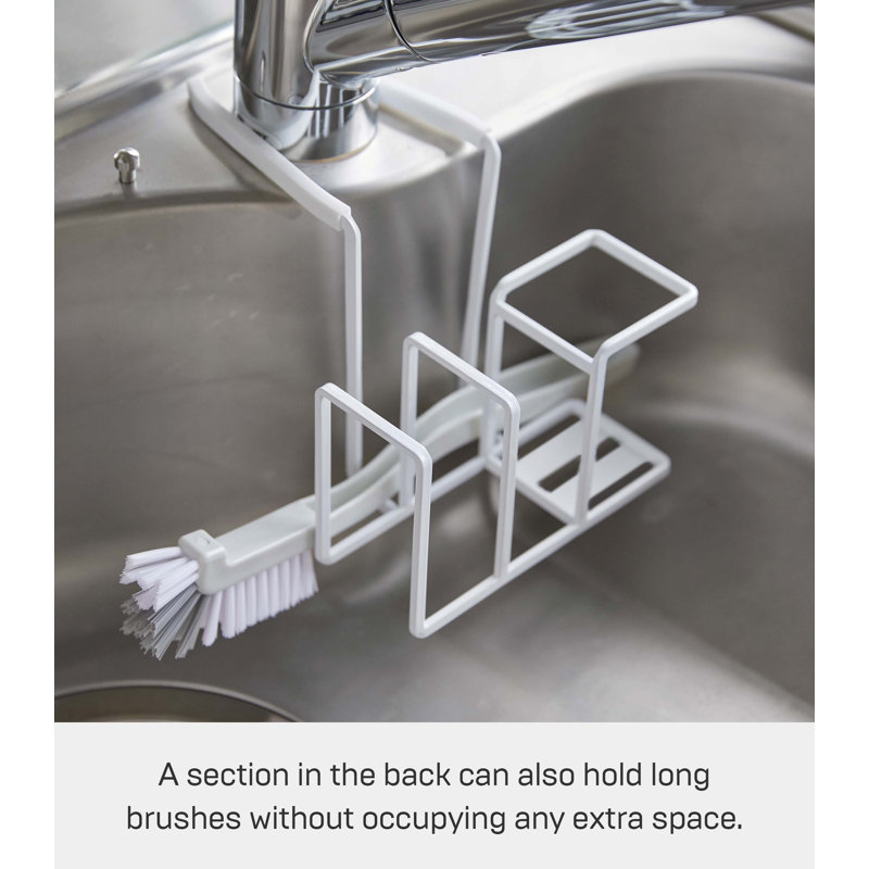 White Steel Faucet-Hanging Sponge and Brush Holder