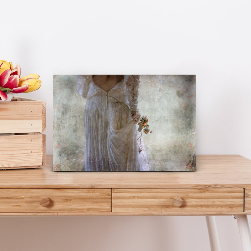 Faded Bride With Roses Delicate Elegant Romantic Rose Flower Wall Art Print by Charlaine Gerber - Print