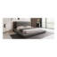 Floor Upholstered Platform Bed With Extended Wood Headboard   Bedside Shelf,No Box Spring Needed,Queen Size,Grey