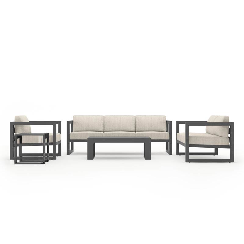 Ensemble de conversation 5 pièces avec coussins Sunbrella Smith, Argent coulé Sunbrella®, Ardoise