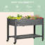 Jardinière surélevée à roulettes, 119 x 56 x 84 cm, gris foncé - Étagère de rangement surélevée en bois avec doublure pour jardin, terrasse et patio, 119 x 56 x 84 cm, tablette verrouillable, drainage