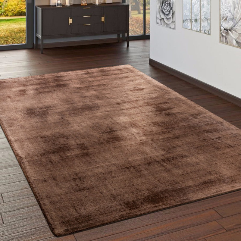 Mekhi Solid Colour Viscose Hand Woven Area Rug, Rectangular 200 x 300cm