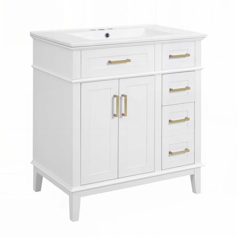 Meuble-lavabo 30 po avec lavabo en céramique, Blanc