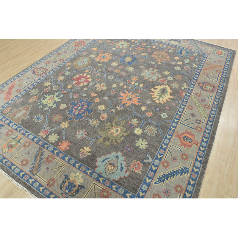 Tapis gris nouvel âge en laine 8 pi 1 po x 10 pi 1 po Mykenzie