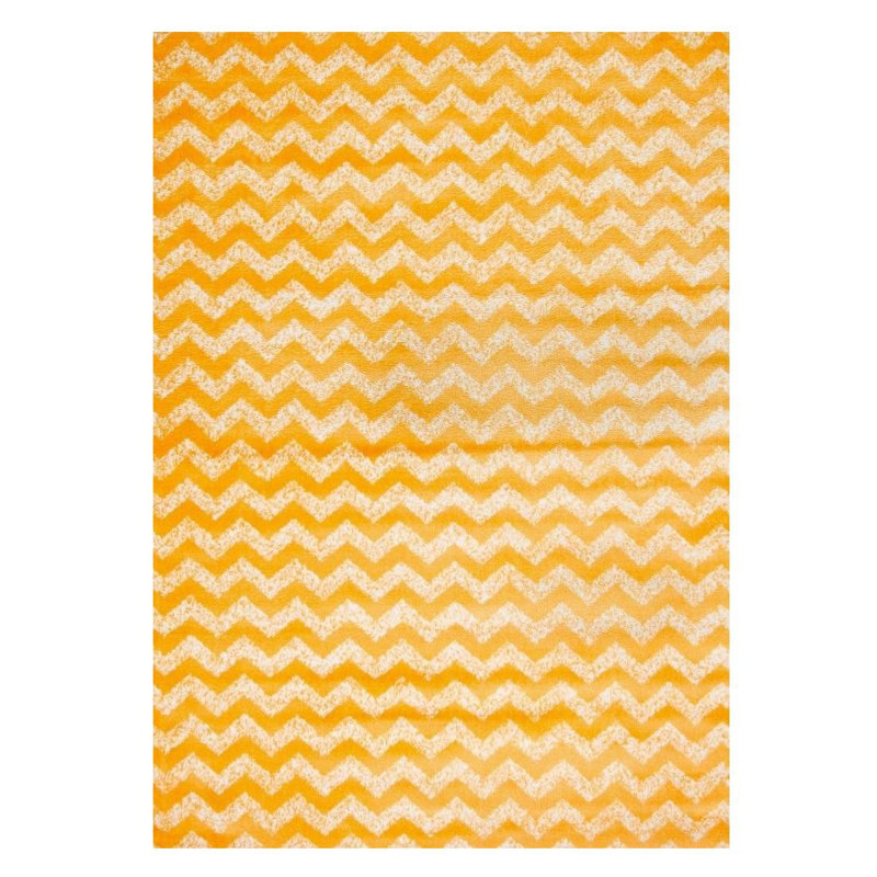 Tapis jaune à chevrons Friedegund, 5 pi x 7 pi