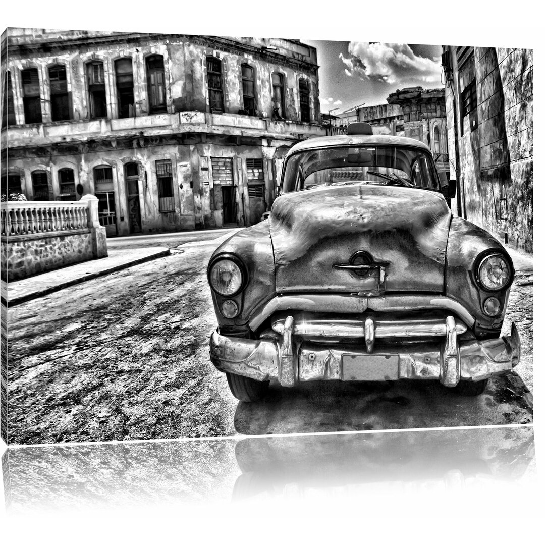 Leinwandbild Blaue Schönheit in Cuba in Monochrom