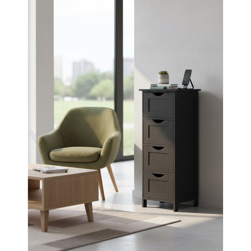 Engineered Wood Bathroom Cabinet, Black