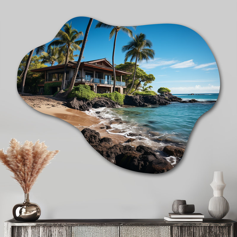«Hawaii Island Retreat», art mural en métal nuage Hawaii, reproduction de sculpture murale asymétrique en métal