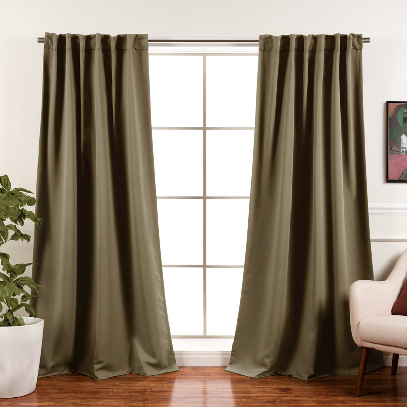 Bantam Solid Blackout Thermal Rod Pocket Curtain Panels, Coral, 52" W x 96" L
