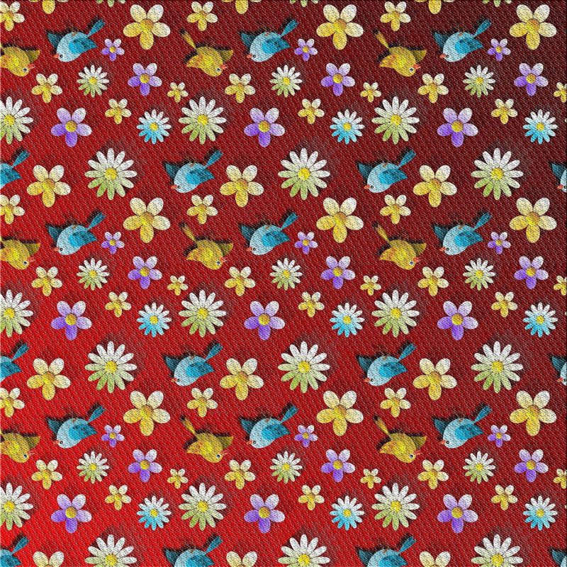 Tapis décoratif floral rouge Delilah, Carré 6 pi