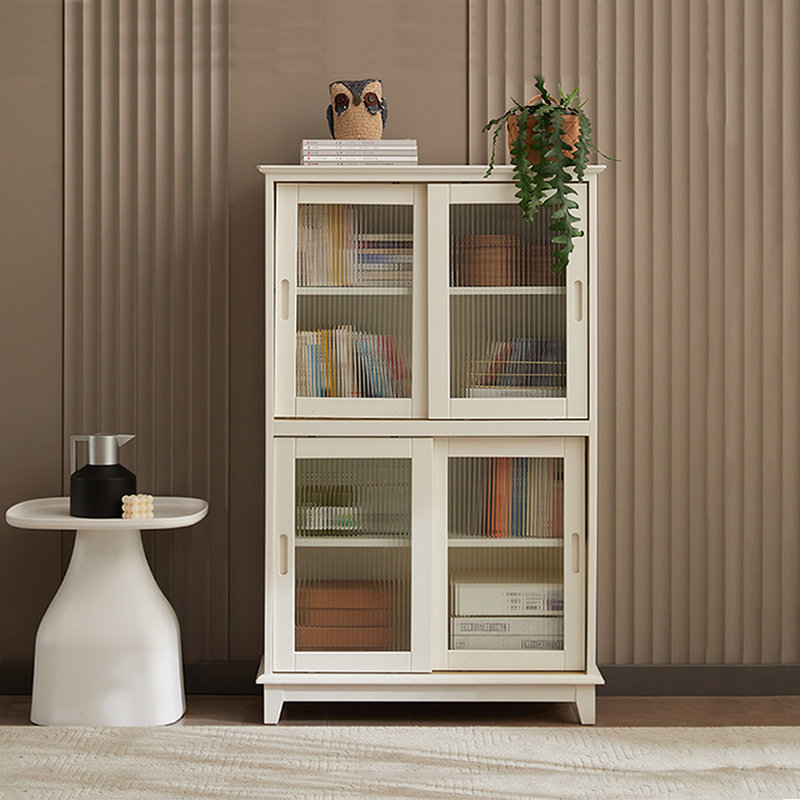 Bibliothèque simple en bois, (4 tablettes) H 52,36 po x l 32,28 po x P 13,39 po, Crème, crème
