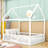 Full Wood House Bed with Fence-1895710350