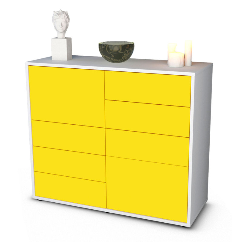 Reaon 92cm Sideboard, White/Yellow
