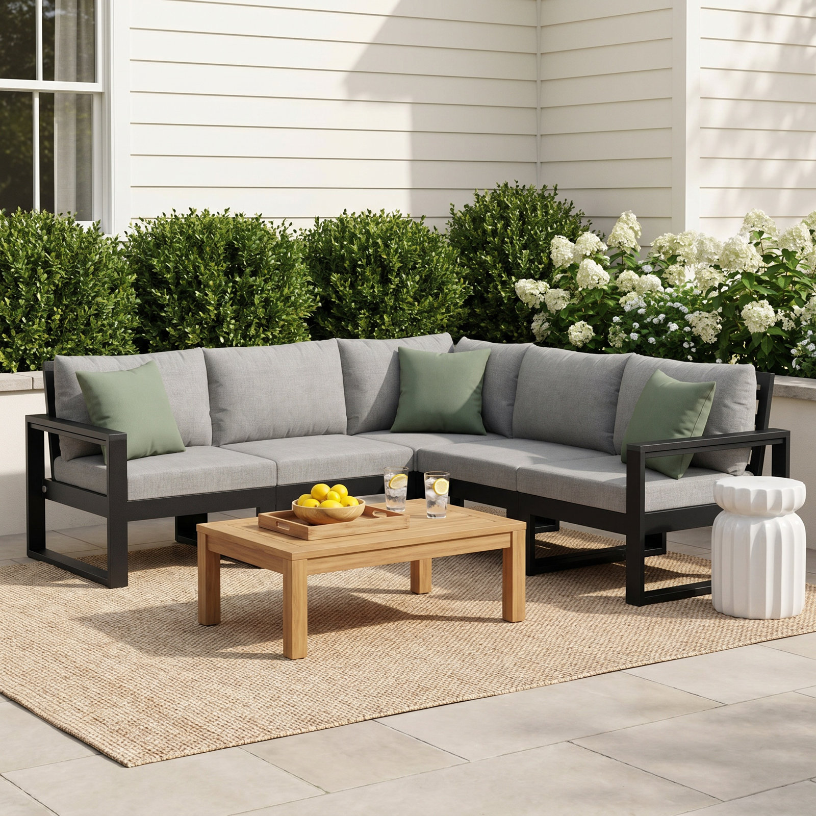 POLYWOOD® Edge 85" Patio Sectional, Marine Indigo, White